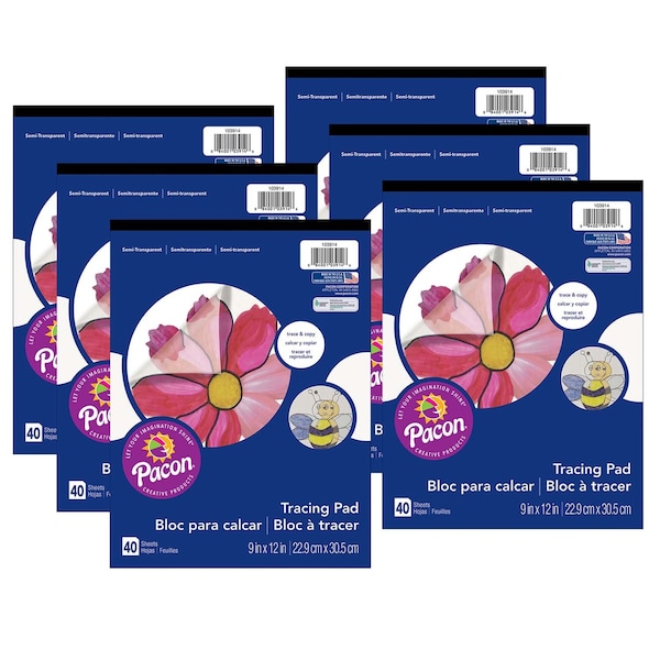 Art Street Tracing Paper Pad, 9in x 12in, 40 Sheets Per Pad, PK6